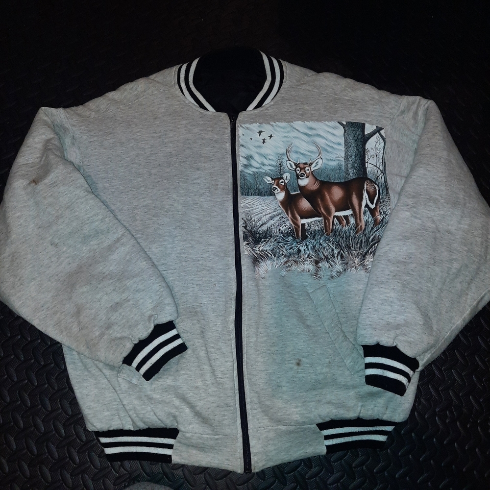 Vintage quilted lined animal print bomber unisex jacket